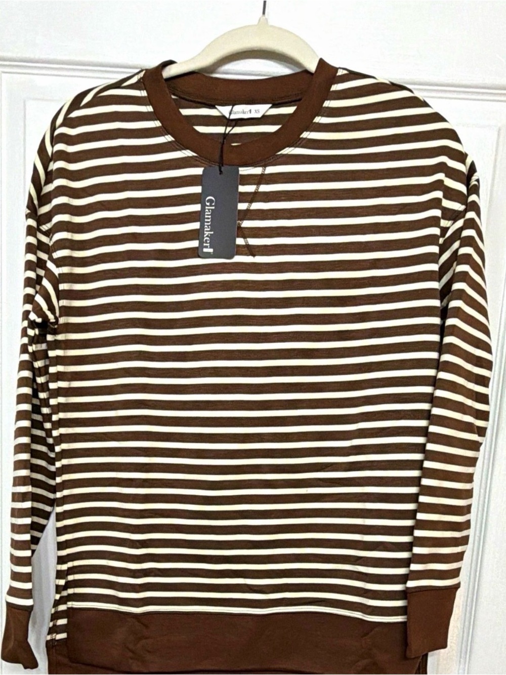 Brown & Cream Striped women’s Long-Sleeve Shirt